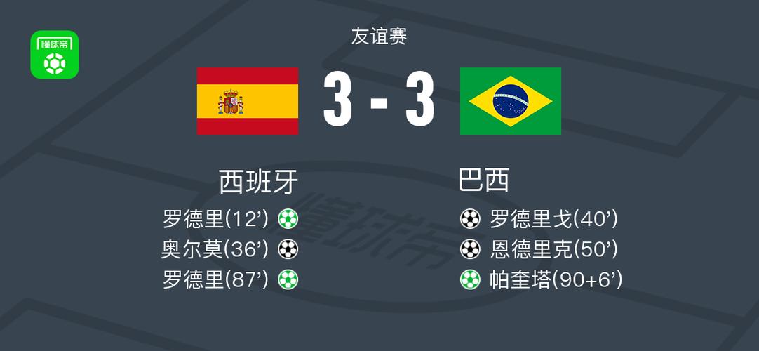 巴西vs西班牙比赛结果